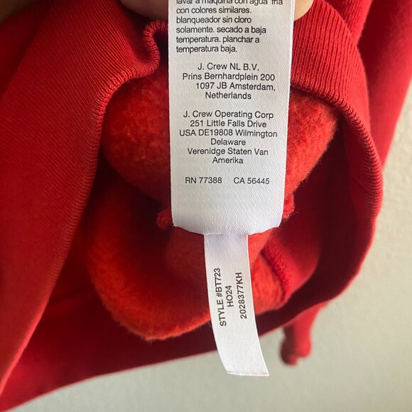 J.Crew Heritage Fleece Hoodie Sweatshirt Women's Small Red BT723 Pullover - Picture 4 of 5
